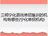 三明宁化县找单招集训的机构有哪些(宁化单招机构)