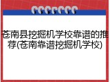 苍南县挖掘机学校靠谱的推荐(苍南靠谱挖掘机学校)