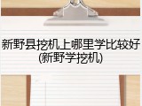 新野县挖机上哪里学比较好(新野学挖机)