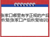 张家口哪里有学正规的产后恢复(张家口产后恢复培训)