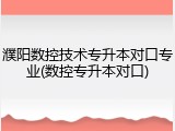 濮阳数控技术专升本对口专业(数控专升本对口)