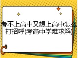 考不上高中又想上高中怎么打招呼(考高中学难求解)