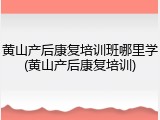 黄山产后康复培训班哪里学(黄山产后康复培训)