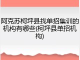 阿克苏柯坪县找单招集训的机构有哪些(柯坪县单招机构)