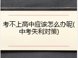 考不上高中应该怎么办呢(中考失利对策)