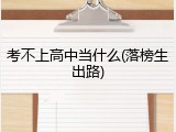 考不上高中当什么(落榜生出路)