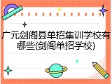 广元剑阁县单招集训学校有哪些(剑阁单招学校)