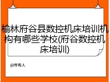 榆林府谷县数控机床培训机构有哪些学校(府谷数控机床培训)