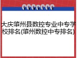 大庆肇州县数控专业中专学校排名(肇州数控中专排名)