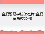 合肥贸易学校怎么样(合肥贸易校如何)