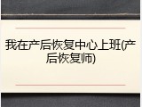 我在产后恢复中心上班(产后恢复师)