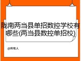 陇南两当县单招数控学校有哪些(两当县数控单招校)
