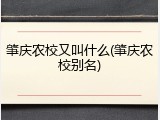 肇庆农校又叫什么(肇庆农校别名)