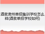 酒泉肃州单招集训学校怎么样(酒泉单招学校如何)