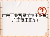 广东工业贸易学校王正东(广工贸王正东)