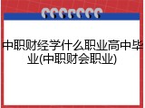 中职财经学什么职业高中毕业(中职财会职业)