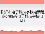 临沂市电子科技学校电话是多少(临沂电子科技学校电话)