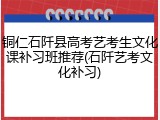 铜仁石阡县高考艺考生文化课补习班推荐(石阡艺考文化补习)