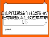白山浑江数控车床短期培训班有哪些(浑江数控车床培训)