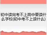 初中读完考不上高中要读什么学校(初中考不上读什么)