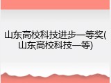 山东高校科技进步一等奖(山东高校科技一等)