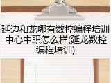 延边和龙哪有数控编程培训中心中职怎么样(延龙数控编程培训)