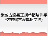 武威古浪县正规单招培训学校在哪(古浪单招学校)