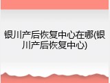 银川产后恢复中心在哪(银川产后恢复中心)