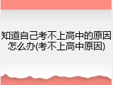 知道自己考不上高中的原因怎么办(考不上高中原因)