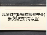 武汉财贸职高有哪些专业(武汉财贸职高专业)