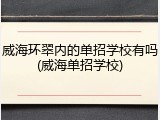 威海环翠内的单招学校有吗(威海单招学校)