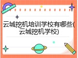 云城挖机培训学校有哪些(云城挖机学校)