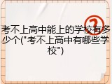 考不上高中能上的学校有多少个("考不上高中有哪些学校")