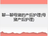 聊一聊母猪的产后护理(母猪产后护理)
