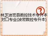 林芝波密县数控技术专升本对口专业(波密数控专升本)