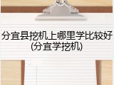 分宜县挖机上哪里学比较好(分宜学挖机)