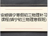 安顺镇宁寒假初三物理补习课程(镇宁初三物理寒假班)
