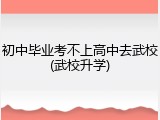 初中毕业考不上高中去武校(武校升学)