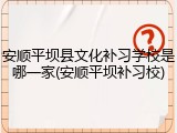 安顺平坝县文化补习学校是哪一家(安顺平坝补习校)