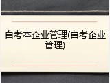 自考本企业管理(自考企业管理)
