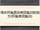 肇庆怀集县找单招集训的地方(怀集单招集训)