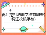 锦江挖机培训学校有哪些(锦江挖机学校)