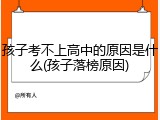孩子考不上高中的原因是什么(孩子落榜原因)