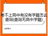 考不上高中有没有学籍怎么查询(查询无高中学籍)