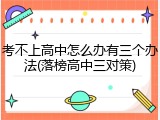 考不上高中怎么办有三个办法(落榜高中三对策)