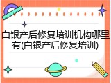 白银产后修复培训机构哪里有(白银产后修复培训)