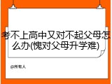 考不上高中又对不起父母怎么办(愧对父母升学难)