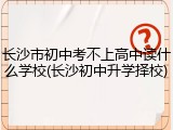 长沙市初中考不上高中读什么学校(长沙初中升学择校)