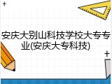 安庆大别山科技学校大专专业(安庆大专科技)