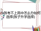 小孩考不上高中怎么办如何选择(孩子升学选择)